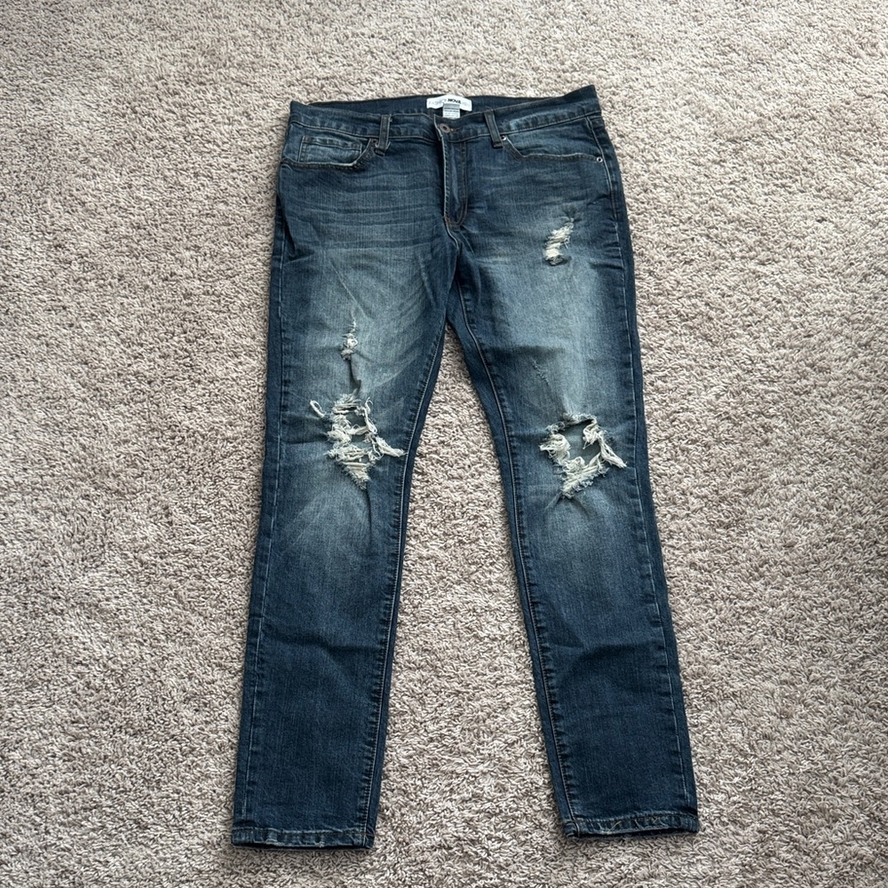 Dark Blue Distressed Skinny Jeans